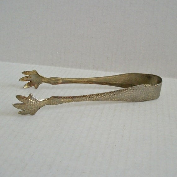 Vintage Hammered Claw Ice Tongs
