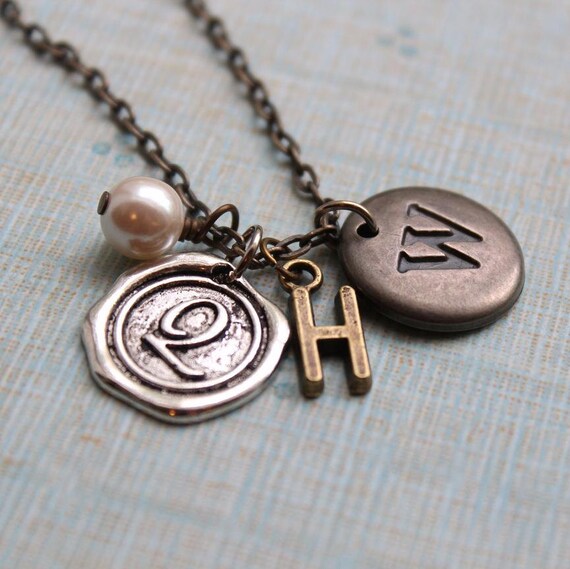 Initial Charm Necklace Personalized Necklace Mothers