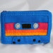 Large Mix Tape Pouch - Royal Blue with Pink, Orange, and Yellow Stripes