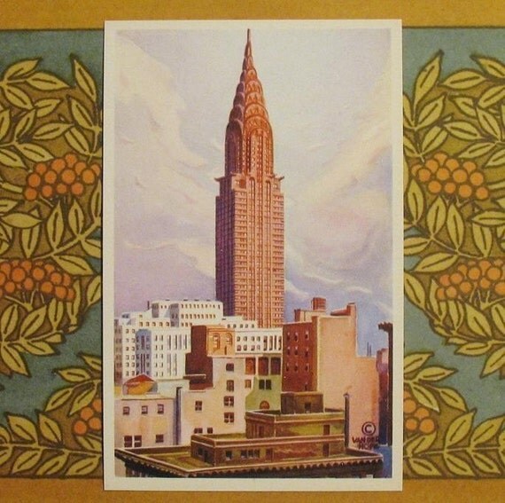 your postcard print own 1920s City York Building Deco Antique Art Chrysler New