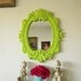 Upcycled Chunky Ornate Mirror Hollywood Regency Baroque Style Key Lime Green