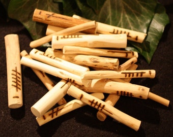 Celtic Tree Ogham staves made with Corresponding Woods with Bag & Information Sheet for Pagans, Witches and Wiccans
