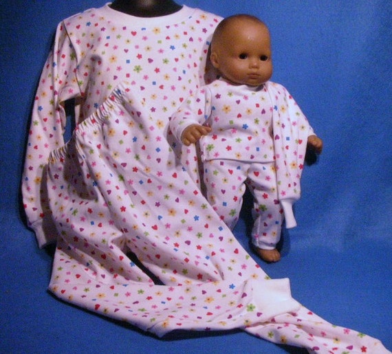 Toddler Pajamas 3T and matching Bitty Baby PJ by LoveInTheStitches