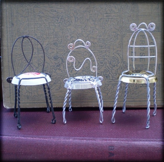 Petite Champagne Wire Bistro Chair Trio by MagpieArtist on Etsy