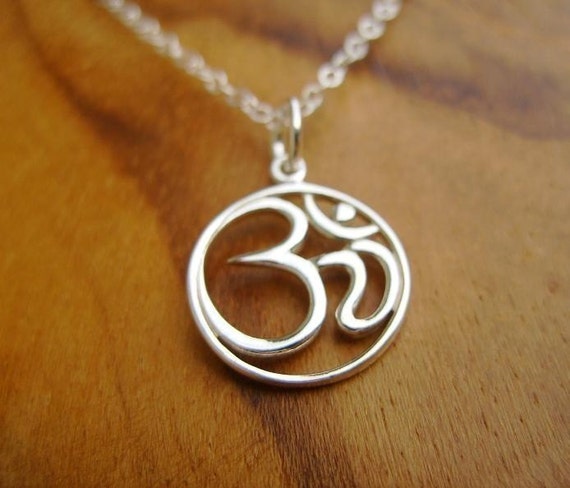 Sterling Om Necklace Yoga Symbol Filigree Medallion by gomeagan