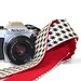 Camera Strap - Black Ivory Houndstooth with Red - SLR, DSLR by Howard Avenue
