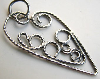 Sterling Silver filligree abstract heart pendant
