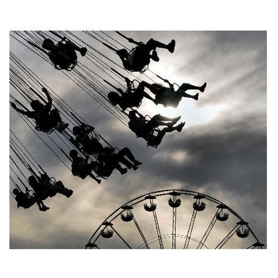 carnival fair swings silhouette summer metallic