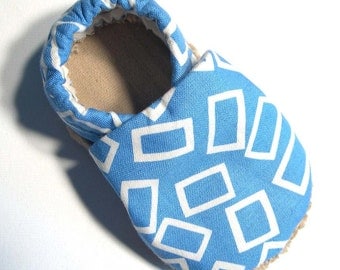 Blue Rectangles Soft Soled Baby Shoes 6-12 mo