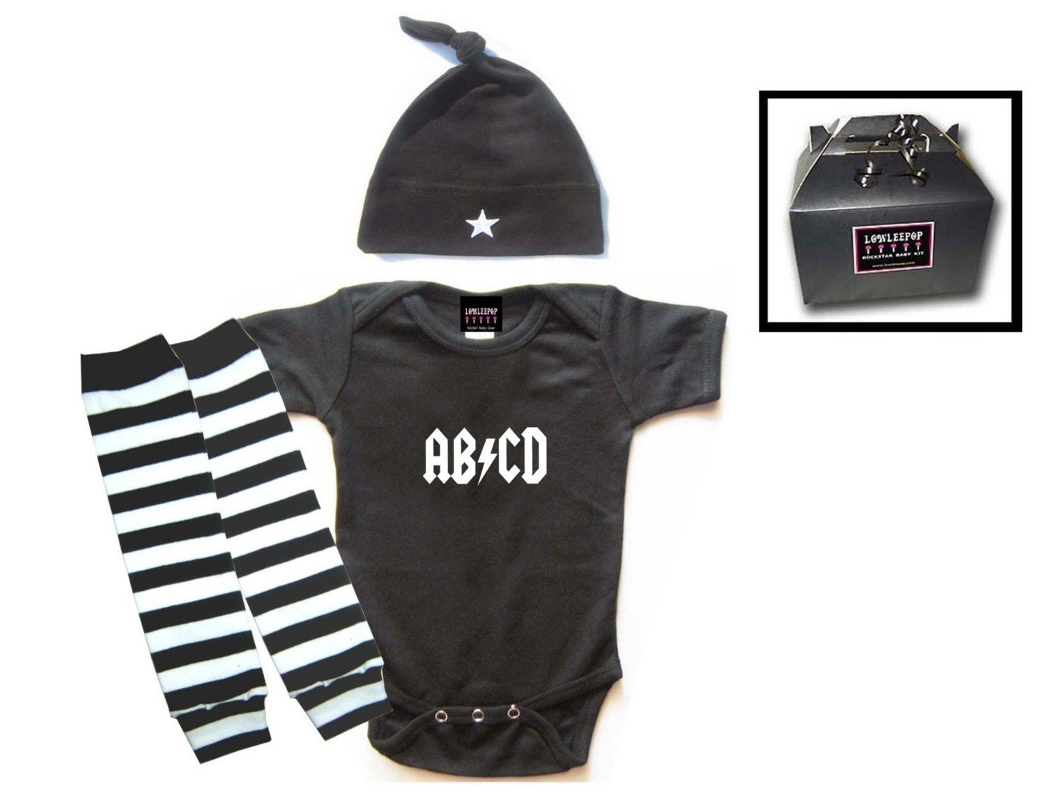 DESIGN YOUR OWN Punk Rock Baby BOY Rockstar Kit black onesie