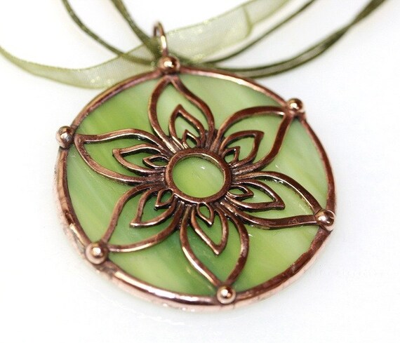 Round Stained Glass and Filigree Pendant