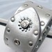 EcoCuff - Silver Studded Leather with Industrial Flower Center - OOAK