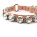 Pale Peach Leather Cat Collar with Large Rhinestones, Size XS, to fit a 7-9in Neck, Eco-Friendly, OOAK