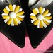 Flowers Yellow White Mid Century Power Shoe Clips Mad Men High Relief Jewels for Shoes Sandals Enamel Unique