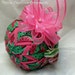 Juicy Sweet Watermelon Handmade Quilted Fabric Ornament Lampwork Bead