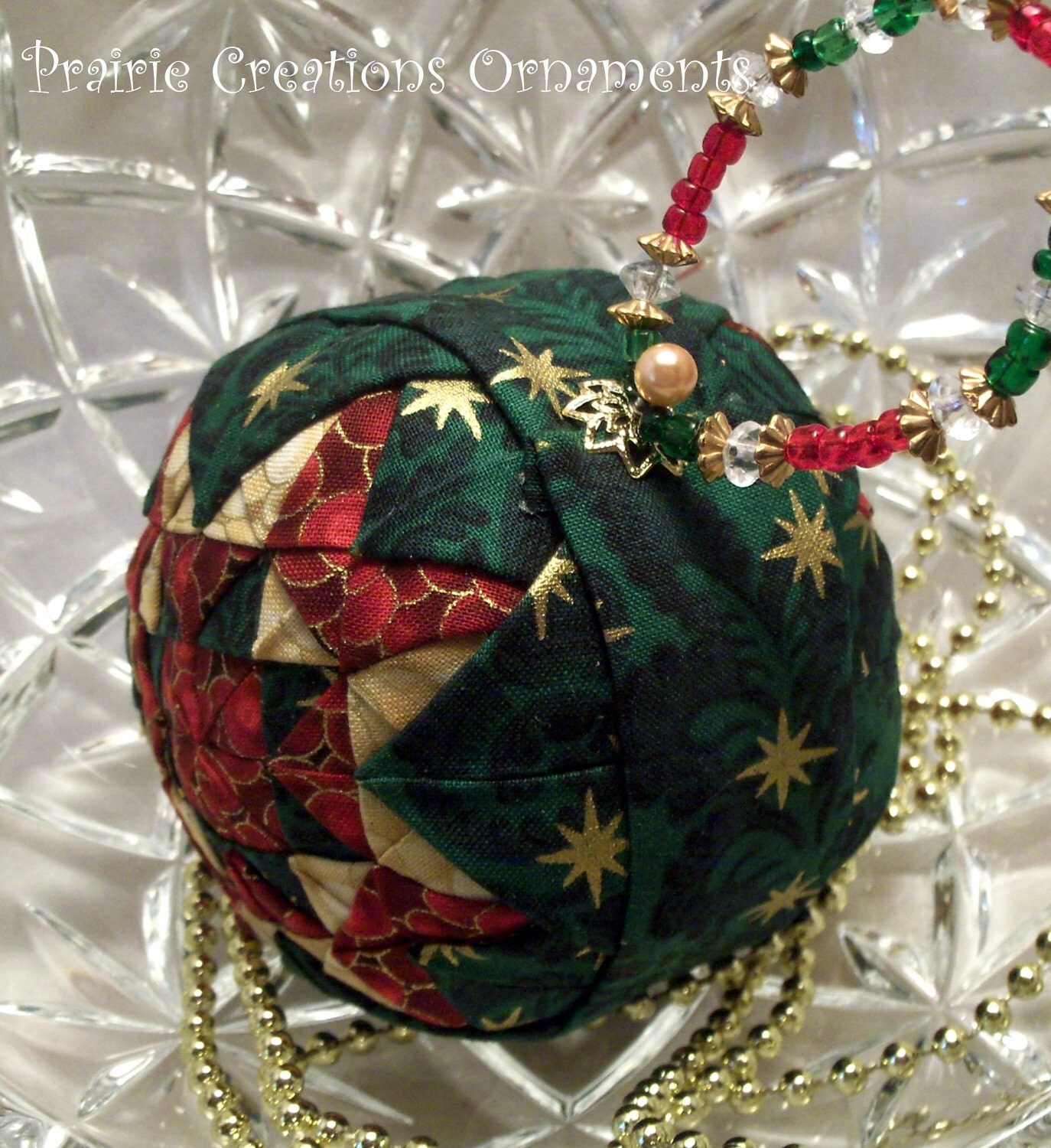 Christmas Patchwork Quilted Ball Ornament