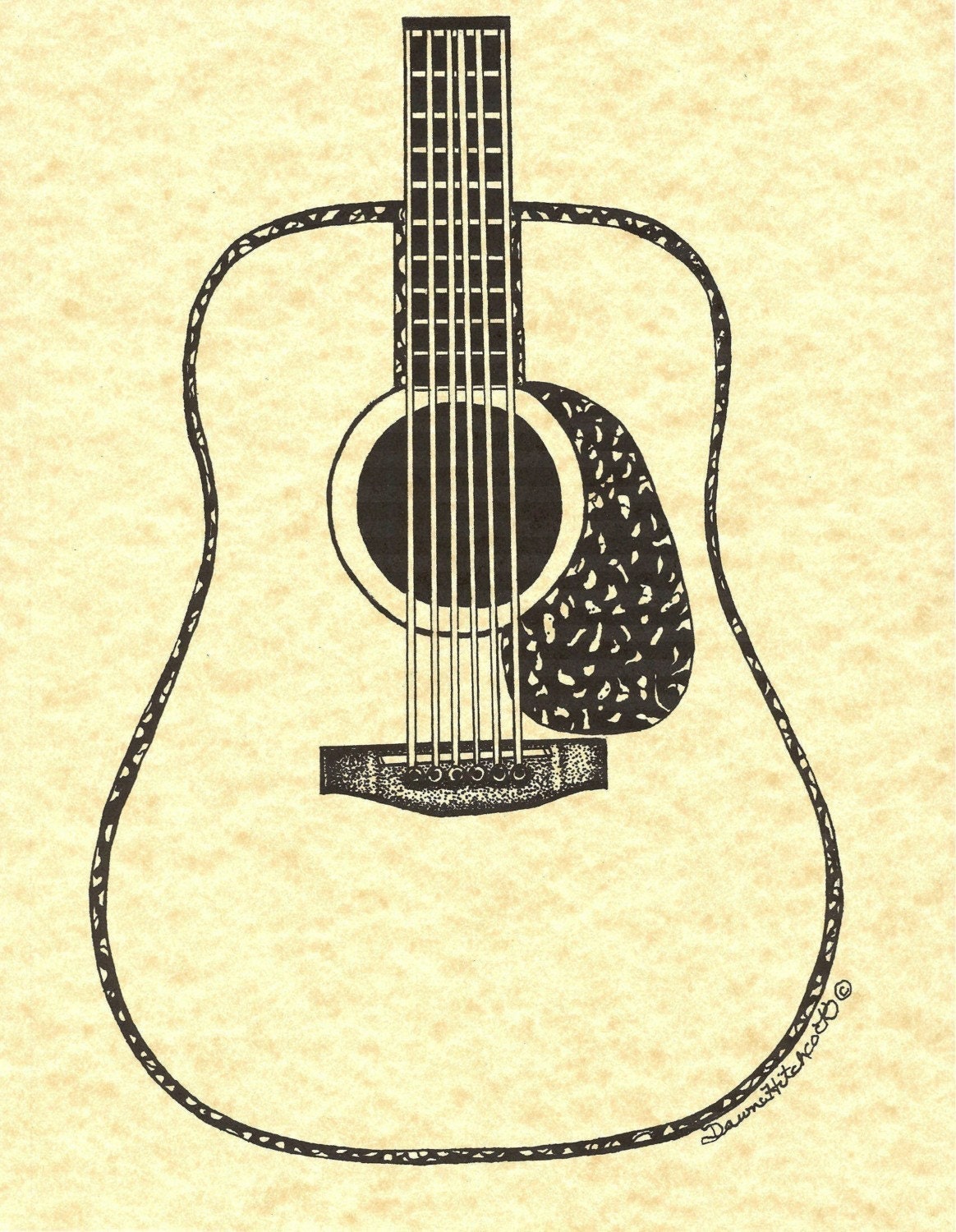 Vintage Dreadnought Acoustic Guitar Print