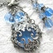 Into The Blue - Sapphire Glass Necklace Set in Antiqued Silver