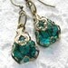 Far-Away Waters - Filigree Wrapped Teal Glass Earrings