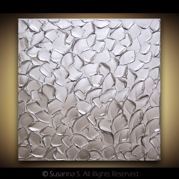 ORIGINAL abstract silver painting silver wall by ModernHouseArt