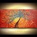 BLACK FRIDAY SALE- ORIGINAL Abstract Tree Painting Red Orange Textured Modern Impasto Landscape Palette Knife Art