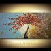 ORIGINAL Large Abstract Contemporary Fine Art Brown Blue Red Cherry Blossom Tree Landscape Modern Palette Knife Impasto Painting by Susanna 48x24