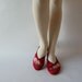 asian style EMBROIDERED red satin flat shoes 9