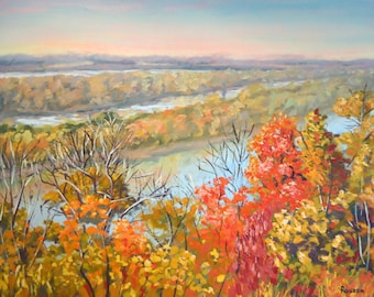 Art Originals Impressionist Oil Painting "Confluence" fall autumn landscape impressionism
