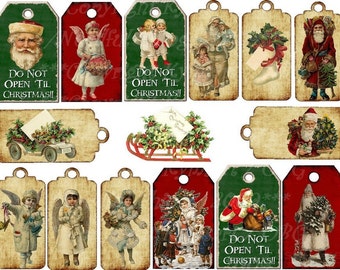 Items similar to Digital Christmas Gift Tags - 9 Old Fashioned Holiday ...