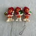 Three Santa Elves Floral Pick Ornaments