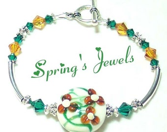 SPRING'S JEWELS Lampwork Crystal Silver bracelet