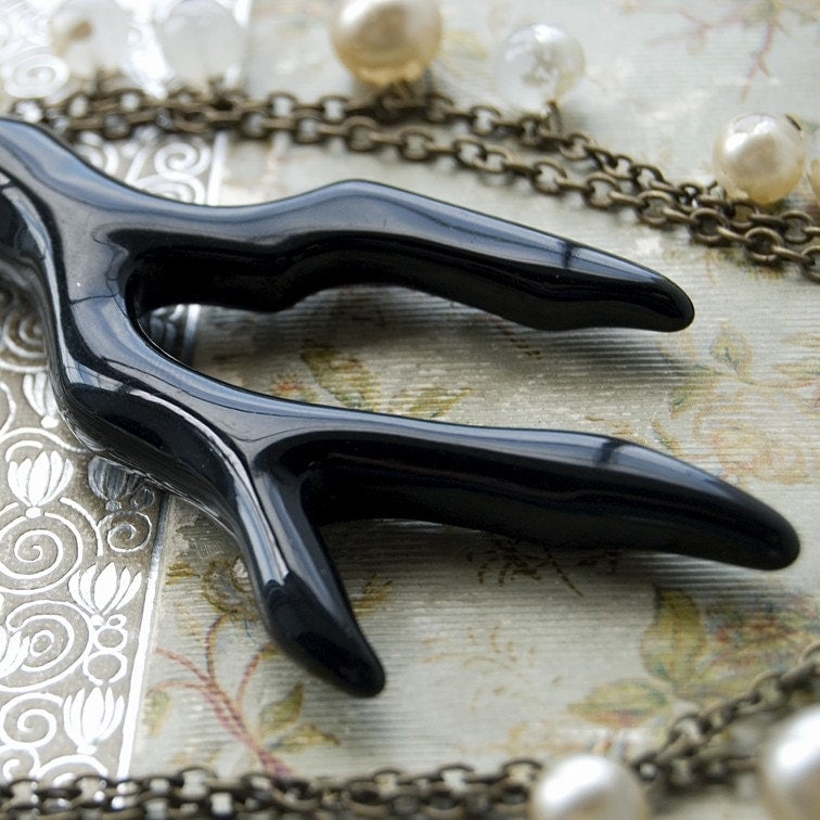 Black Coral Pearl Necklace