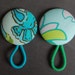 Ponytail Holders, Fabric, Hair Elastics, 2 Inch, Set of 2 Heather Bailey Amy Butler Fabrics, Floral, Aqua Blue, Stocking Stuffer