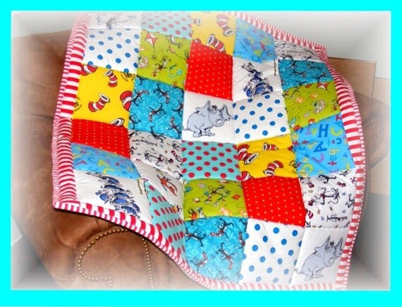 set pom quilt pom Set tassiesdesigns by Dr Seuss Cat Quilt the Pillow in Hat Fabric