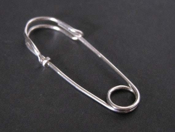 sterling silver SAFETY PIN brooch 1.5 inch shawl pin