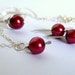 Medium Red Wine freshwater pearl sterling silver jewelry set-- earrings,ring and necklace