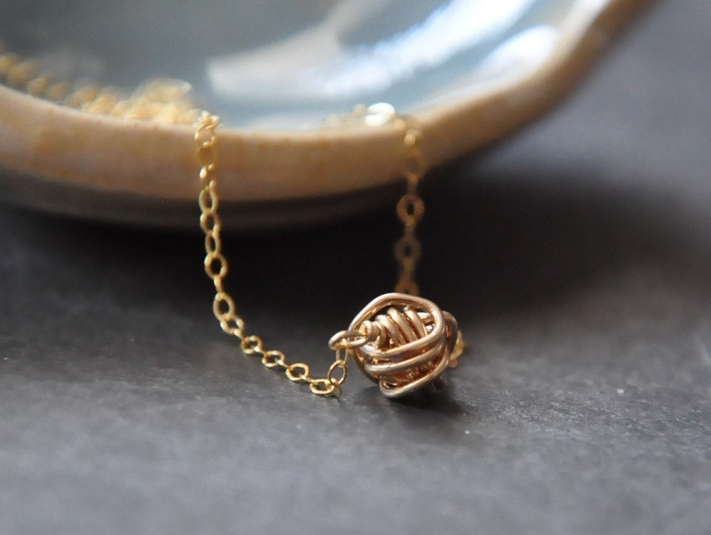 Tiny Teeny Tornado necklace 14K gold filled wire ball