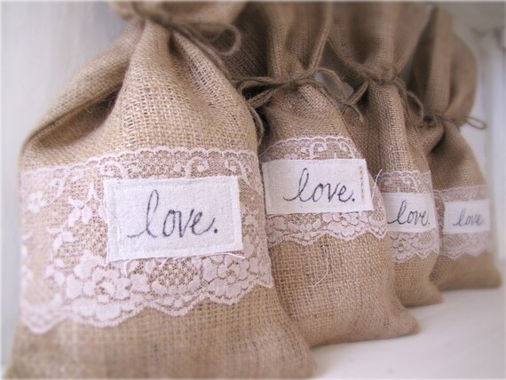 LOVE & Lace Burlap Gift Bags
