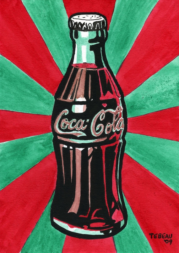 Items similar to Old Skool Coke Bottle, original painting of the iconic