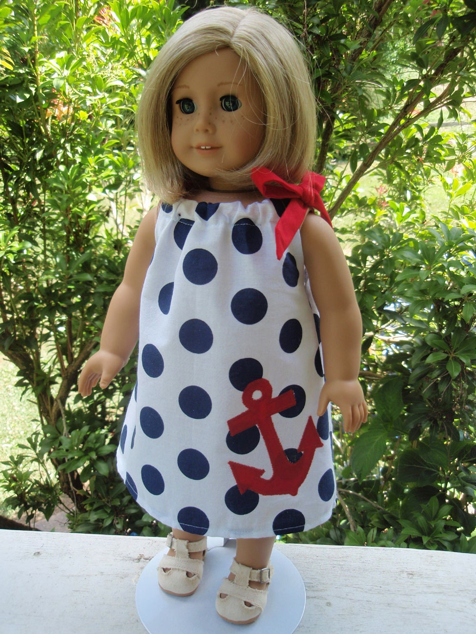 American Girl Doll Clothes Pillowcase Dress Nautical Patriotic