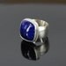 Lapis lazuli sterling silver ring modern puffy square matte brushed finish