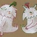 SALE Two Monsters Limited Edition Gocco Print on Kraft hand painted
