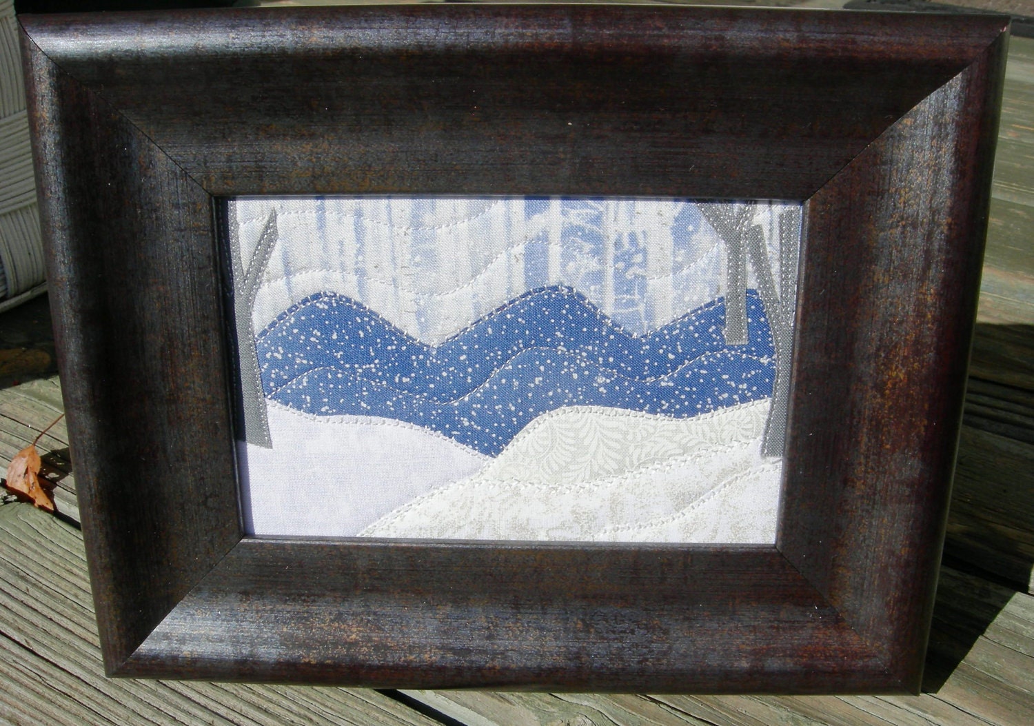 Winter Snowstorm Art Quilt Fabric Postcard-Mountains and