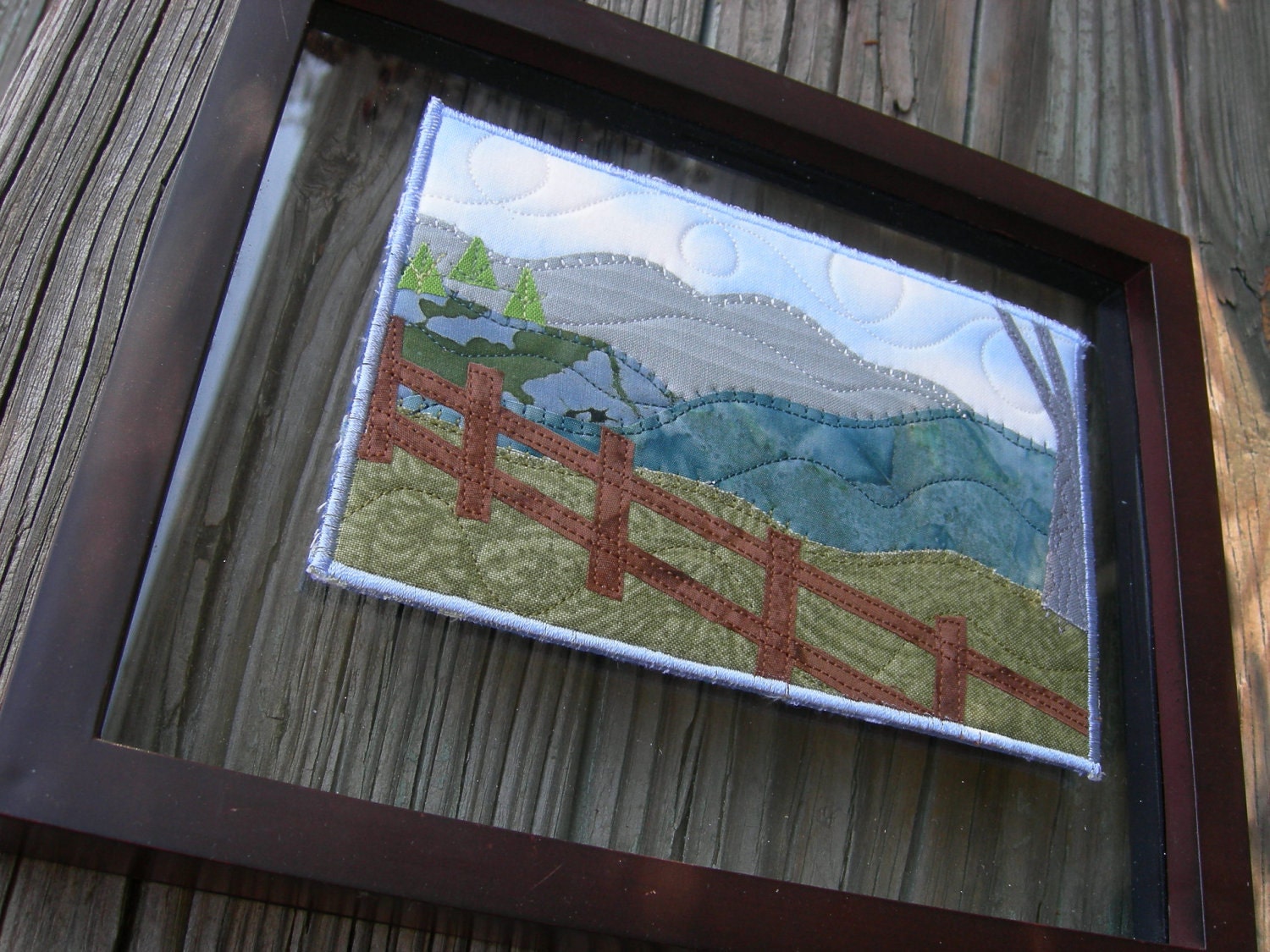 Fabric Postcard Art Quilt Fiber ArtMountains