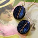 Antique glass BUTTON sterling earrings, Victorian flowers on silver.