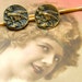 Amazon Parrots, Antique BUTTON hair pins, Victorian Birds on gold bobby pins, hair grips, present gift.