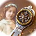 Sivler bouquet 1800's vintage button bookmark-Antique Victorian picture button, wild flowers on silver, present gift.