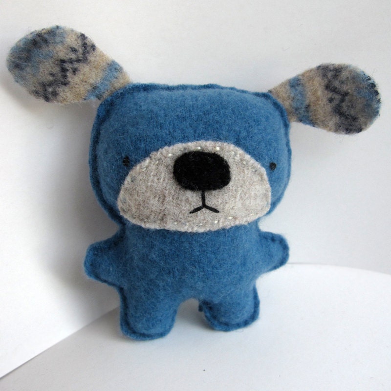 Blue Dog Recycled Cashmere Plush Toy