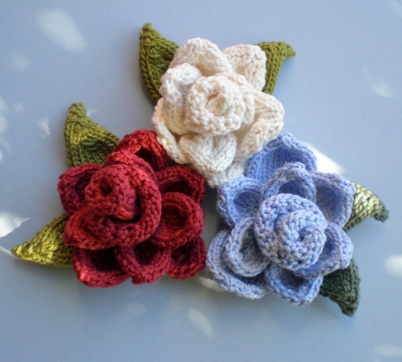 PDF Knitting Pattern Rose Knit Flower by ohmay on Etsy