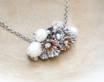 Pearl and Limpet Shell Necklace - Sea Treasure Collection